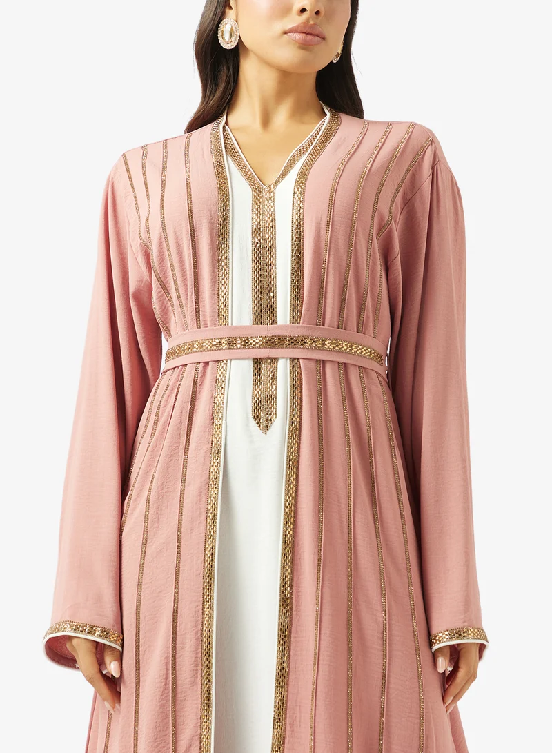 Arabian Closet  LADIES ABAYA 2 PIECE WITH BELT for Women | Best Price UAE
